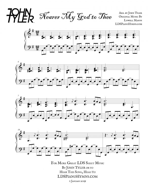 Nearer My God to Thee Sample Page arr by John Tyler - LDSPianoHymns.com